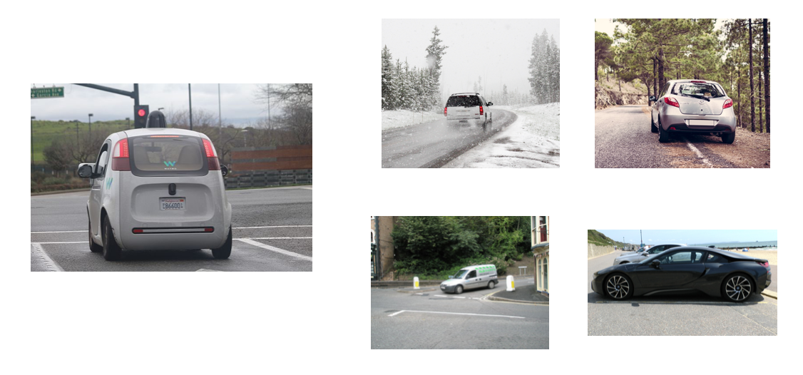Variety of images of a car in different scenarios.